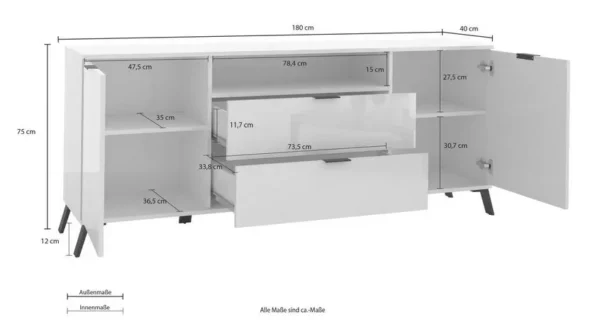 Casablanca  komoda 180 cm Acero perira - obrazek 5