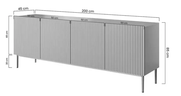 Komoda Nicole 200 cm - kaszmir / czarne nóżki - obrazek 5