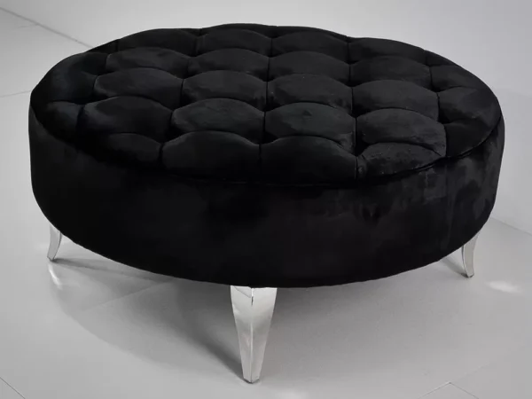 Czarna welurowa  pufa POUF004 - obrazek 3